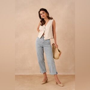 Oraije Paris Storme Straight Leg Classic Mom Jeans in FR 34 XS Light Blue